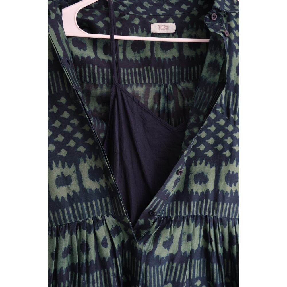 Toast Womens Ikat Shirt Dress Sz 6 Block Print Cotton Silk Minimalist Cottage - Picture 4 of 14